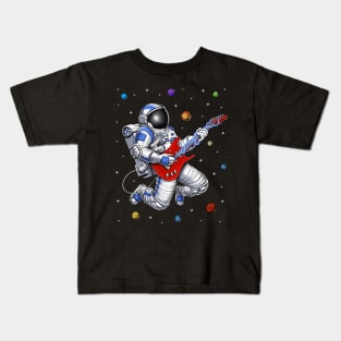 Space Astronaut Playing Guitar Kids T-Shirt